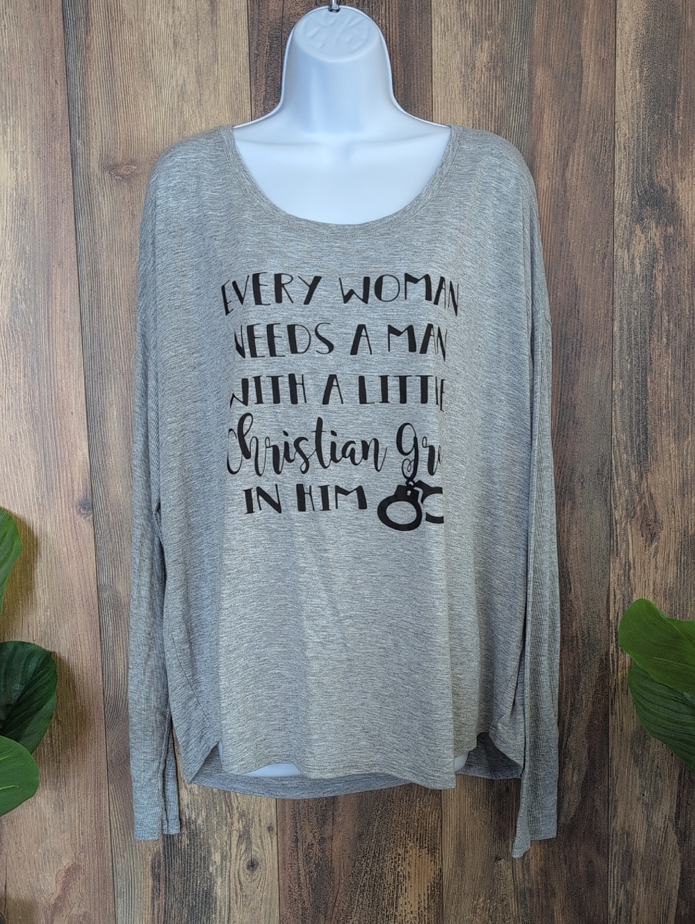 Bella Canvas Gray Long-Sleeve Fifty Shades of Grey Graphic Tee 2XL       W302